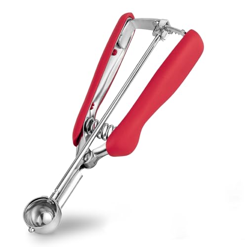 Extra Small Cookie Scoop, 1 Teaspoon Cookie Scoop, Mini Ice Cream Scoop for Melon Baller, Cookie Dough, 0.2oz / 25mm, Easy Squeeze & Release, Red - size: 1 tsp (25 mm) Red