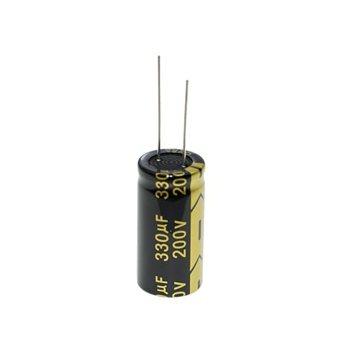 5 Pieces 200V 330UF 18x35mm Lead Wire Aluminum Electrolytic Capacitor High Frequency Low Equivalent Series Resistance 200 Volt 330 UF - size: 200V330UF
