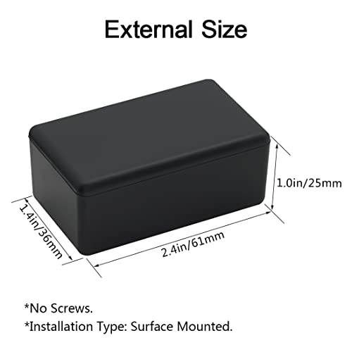LeMotech 5Pcs ABS Plastic Electrical Project Case Power Junction Box, Project Box Black 2.4 x 1.4 x 1.0 inch (61 x 36 x 25 mm) - size: 2.4" x 1.4" x 1.0"(5pc)