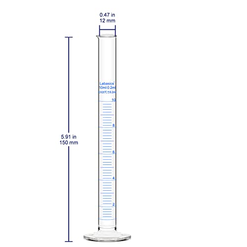 Labasics 4-Pack Borosilicate Glass 10 ml Heavy Wall Graduated Cylinder Measuring Cylinder - size: 10 ml