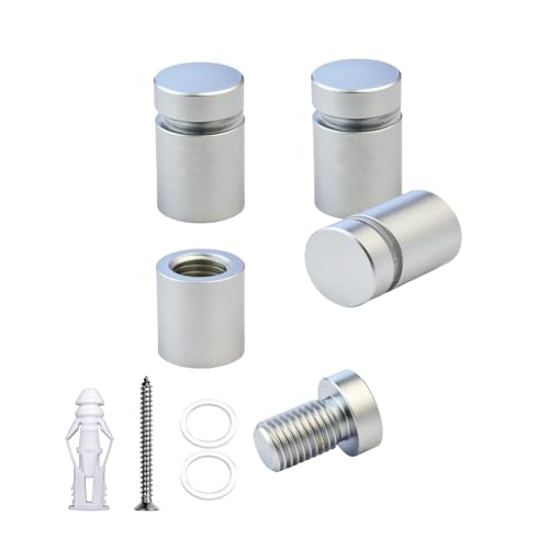 Aluminum Standoff Mounts Screws Satin Chrome E 4 Packs 1/2 x 1/2 - color: Satin Chrome Electroplated, size: 1/2" x 1/2"