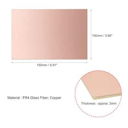 uxcell 5pcs 150x100mm Double Sided Copper Clad Laminate PCB Circuit Board FR4 2mm Thickness DIY Prototyping PCB Board - size: 150mmx100mmx2mm