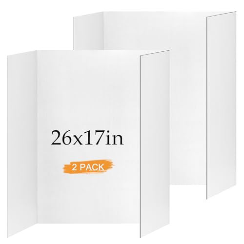 Small Trifold Poster Board 26" x 17", White Science Fair Display Boards - size: 26" x 17"