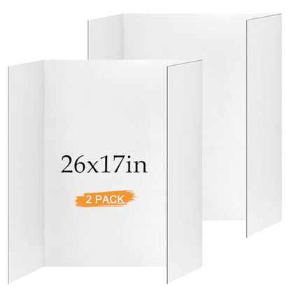 Small Trifold Poster Board 26" x 17", White Science Fair Display Boards - size: 26" x 17"