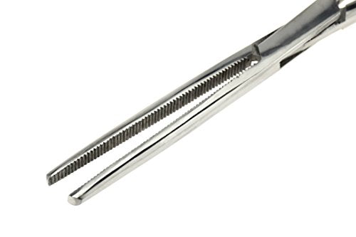 SE 8-Inch Stainless Steel Straight Forceps - Self-Locking, Serrated Tip for Precision Grip and Clamping - Perfect for Crafting, Fishing Tasks, Jewelry Making, and More! -680FS - size: 8", style: Straight