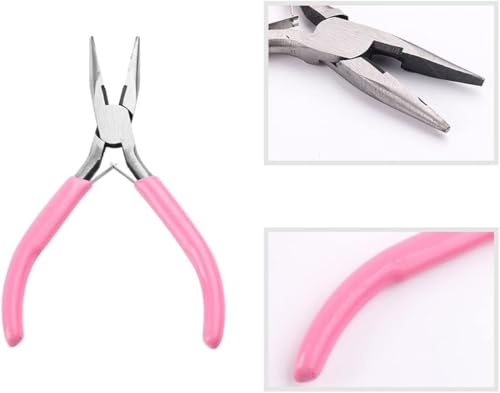 Needle Nose Pliers 4.5 Inch for Jewelry Making, Small Needlenose Mini Comfort Grip Handle Craft Pliers (Pink) - color: Pink