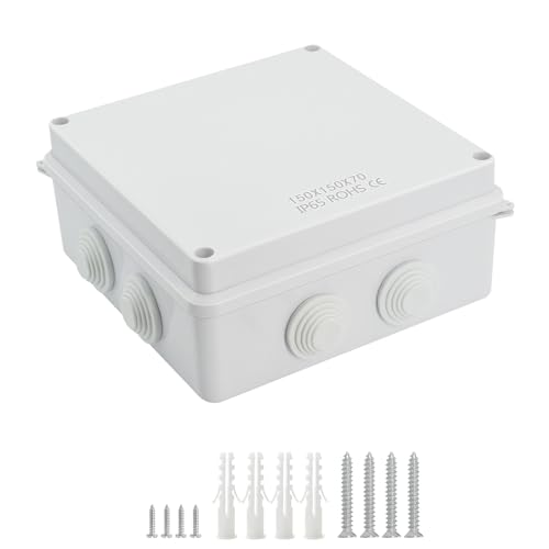 LeMotech ABS Plastic Dustproof Waterproof IP65 Junction Box Universal Electrical Project Enclosure White 5.9 x 5.9 x 2.8 inch (150 x 150 x 70 mm) - size: 5.9" x 5.9" x 2.8" (1pc)
