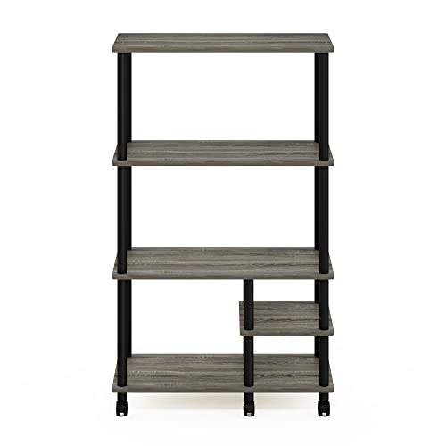 Furinno Turn-N-Tube 4-Tier Toolless Kitchen Storage Shelf Cart, French Oak Grey/Black - color: French Oak Grey/Black, size: 4-Tier
