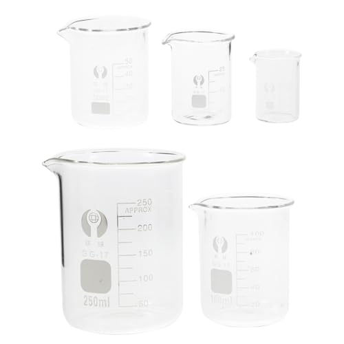 DECHOUS 5 Pack Graduated Glass Beaker Set 10ml to 250ml