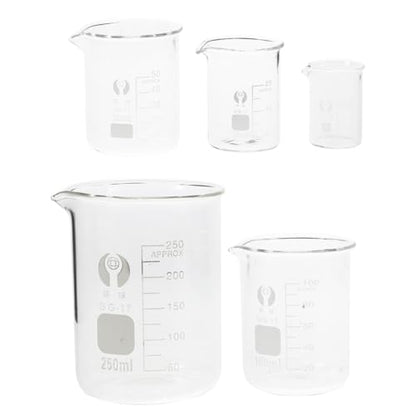 DECHOUS 5 Pack Graduated Glass Beaker Set 10ml to 250ml
