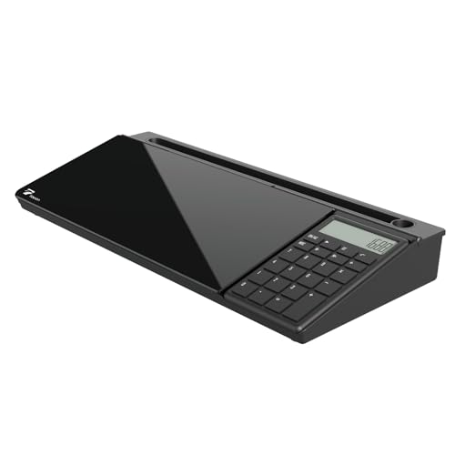 TOWON Glass Desk Whiteboard with Calculator 17x6 in, Desk Organizer, Black - color: Cal Black