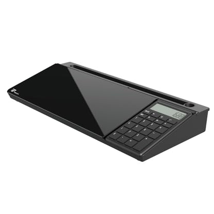 TOWON Glass Desk Whiteboard with Calculator 17x6 in, Desk Organizer, Black - color: Cal Black