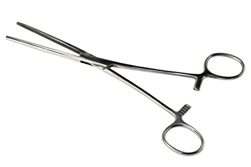 SE 8-Inch Stainless Steel Straight Forceps - Self-Locking, Serrated Tip for Precision Grip and Clamping - Perfect for Crafting, Fishing Tasks, Jewelry Making, and More! -680FS - size: 8", style: Straight