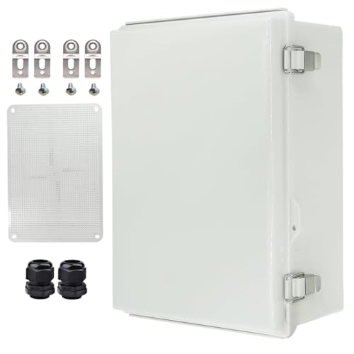 Outdoor Waterproof Electrical Box Junction Box Weatherproof IP67 ABS Plastic Enclosure Switch Router Project Box Electronics Enclosure with Mounting Plate Wall Bracket Grey 14.6"x10.6"x5.9" - color: Grey, size: 14.6" x 10.6" x 5.9"