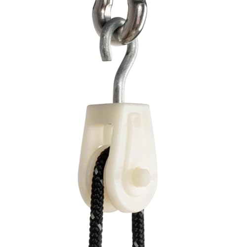 10 PCS Nylon Pulley, Small Pulleys, Plastic Single Sheave Lifting Rope Pulley Set, Plastic Pulley Mini for Wire Amateur Radio Loop Antennas, Rope Pulley for Outdoor Clotheslines White
