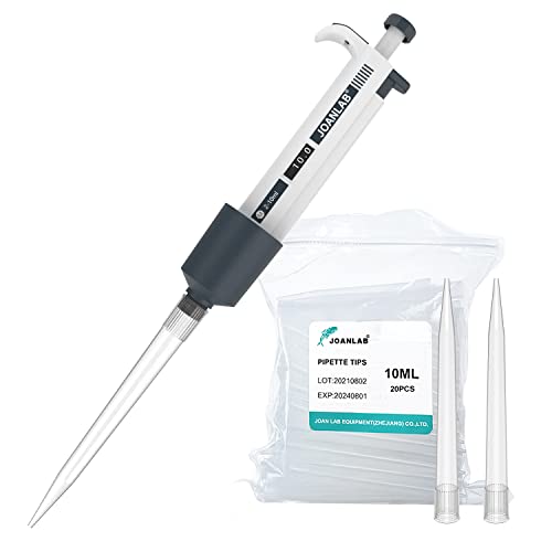 JOANLAB Micropipette 2-10ml Manual Adjustable Single Channel Pipettes High Accurate Lab Pipettors with Tips - color: 2-10ml
