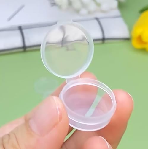 Small Bead Organizers, 24 Pieces Mini Clear Plastic Round Storage Jars for Beads,Buttons, Jewelry