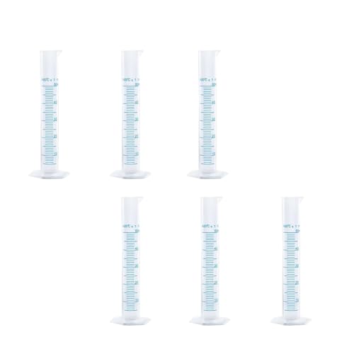 Plastic Graduated Cylinder Set - 25ml/50ml/100ml Measuring Cylinders for Science Lab, Chemistry Experiments, Kids Education - Shatterproof, Durable & BPA-Free (6-Pack 50ml) - size: 50ML