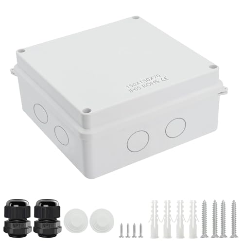 LeMotech Junction Box, Electrical Box IP65 Water Resistant Dustproof ABS Plastic Project Enclosure for Electronics White 5.9 x 5.9 x 2.8 inch - size: 5.9"x 5.9"x 2.8"