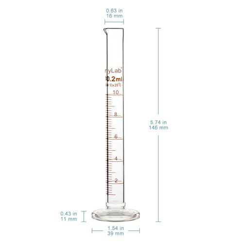 StonyLab 4-Pack Borosilicate Glass 10ml Heavy Wall Graduated Cylinder Measuring Cylinder, 10ml - size: 10 ml