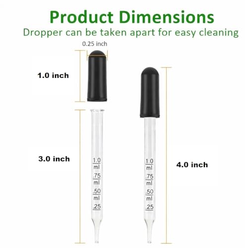 4Pcs Glass Stir Sticks Lab Stirring Rod 8"x 2 10"x 2 with Both Ends Round and 2Pcs Glass Graduated Droppers 4"x 2 for Science, Lab, Kitchen, Science Education