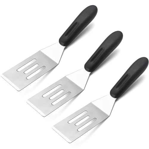 3 Pieces Small Metal Spatula Set, Mini Stainless Steel Serving Spatulas for Kitchen Use, Ideal for Flipping Pancakes, Brownies, Cookies, Cakes, Eggs – Professional Cooking & Baking Utensil