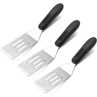 3 Pieces Small Metal Spatula Set, Mini Stainless Steel Serving Spatulas for Kitchen Use, Ideal for Flipping Pancakes, Brownies, Cookies, Cakes, Eggs – Professional Cooking & Baking Utensil