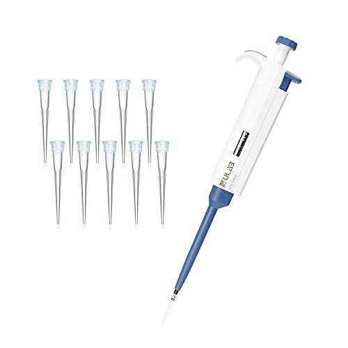 ULAB Single Channel Pipettor with Pipette Tips Offered, 1pc of Adjustable Volume Micro Pipette with Vol.Range.0.5-10μl, 1000pcs of Vol.10μl Pipette Tips in Neutral Color, ULH1019 - style: 0.5-10μl & 1000 Tips