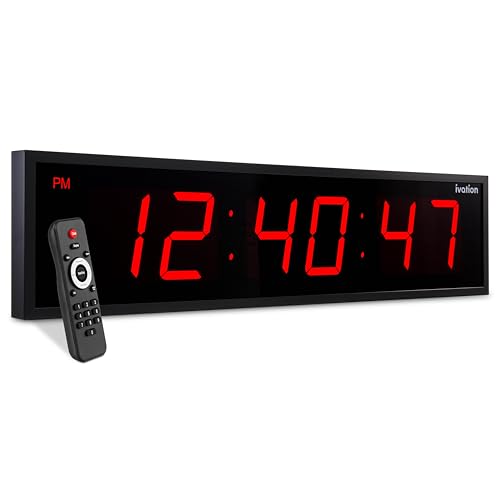 Ivation Oversized Digital Wall Clock with Large LED Display & Timer, 48" - color: Red, size: 48" Inch