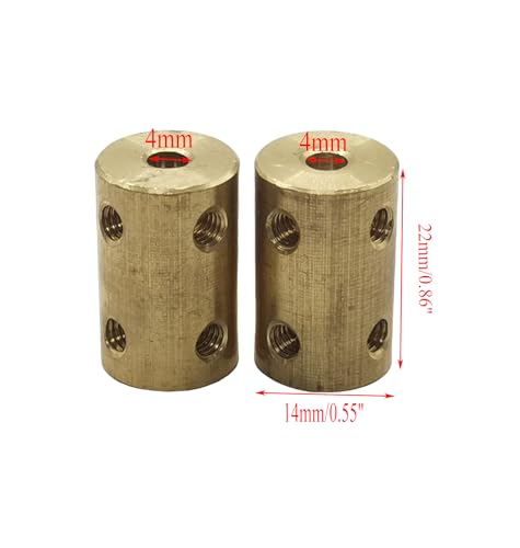 5Pcs 4mm to 4mm Brass Shaft Couplers,Bore Rigid Coupling Set with Screws and Wrench for 3D Printer DIY Encoder Car Model Shaft RC Robot - size: 4mm to 4mm