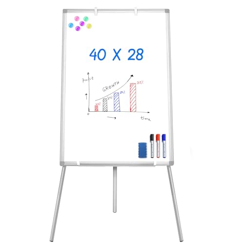 Maxtek Easel Whiteboard 40 x 28 in, Stand Tripod with Height Adjustable - style: 40x28 White