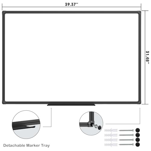 JILoffice Magnetic Whiteboard/White Board, Dry Erase Board 40 x 30 Inch, Black Aluminum Frame Wall Mounted Board for Office Home and School - color: Black, size: 40 x 30 Inch