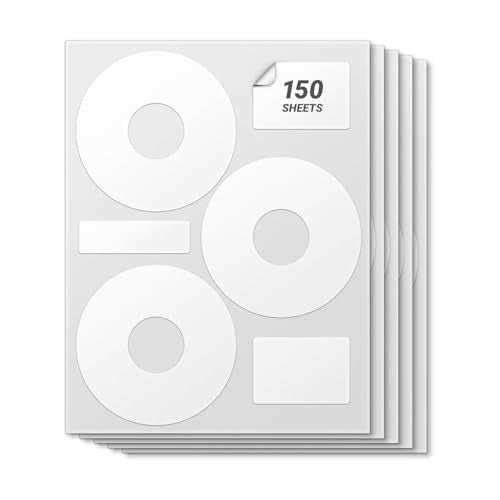 CD/DVD Case Labels, Matte, 150 Sheets, 450 Count - size: 4-23/39" (3)