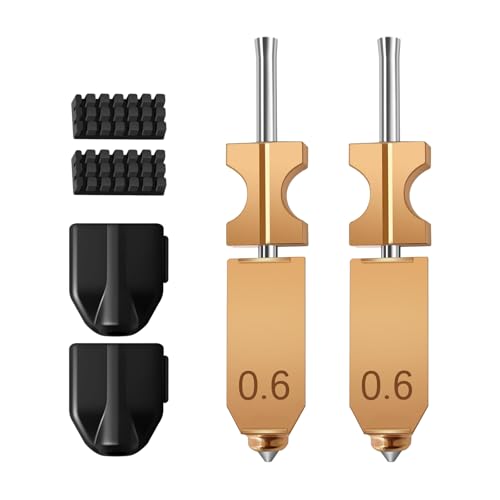 2Pcs 0.6mm AD5X Hotend Nozzle with Nozzle Brush Silicone Socks for Flashforge, Print Head Extruder Quick-Detachable Nozzle Kit for Flashforge AD5X Extruder Parts - size: 0.6mm