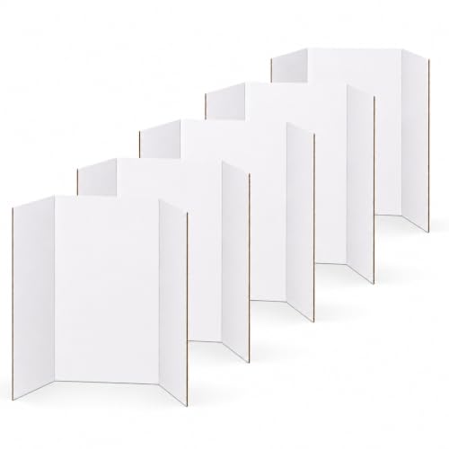 Trifold Poster Board 36" x 48", Corrugated Display Boards, Foldable Presentation Boards for Science Fair, School Projects, Business Presentations, Photo Displays and Exhibitions (White, 5PCS) - color: White, size: 5PCS