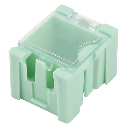 50pcs/Set Green SMT SMD Container Box, Electronic Components Parts Storage Case with Transparent Lid, Mini Component Assortment Storage Box, Tool Organizers