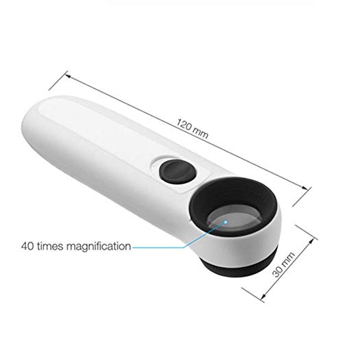 40X Handheld Magnifier Magnifying Glass Loupe Lens for Reading Jewelry Watch Repair Tool with 2 LED Light