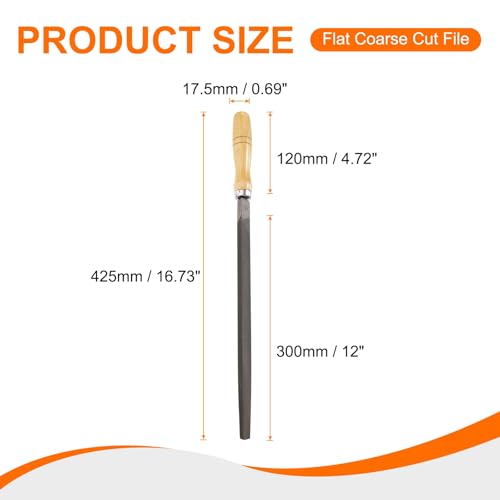 HARFINGTON Triangle Medium Teeth Cut File 12" Double Cut Teeth High Carbon Steel Hand Rasp File Wood Handle for Metal Wood Deburring Removing - size: 12", style: Medium