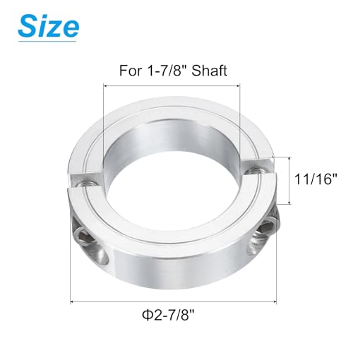 uxcell Double Split Clamp-On Shaft Collar 1-7/8" Bore, Aluminum Alloy - size: 1-7/8"