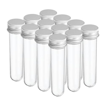 PATIKIL 12Pcs 30ml Plastic Test Tubes with Screw Caps 109x24mm Tubes Silver - color: Silver Tone, size: 30ml