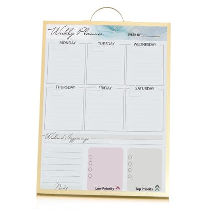 Magnetic Dry Erase Board 12x16 with Handle - style: Gold Handle + Planner