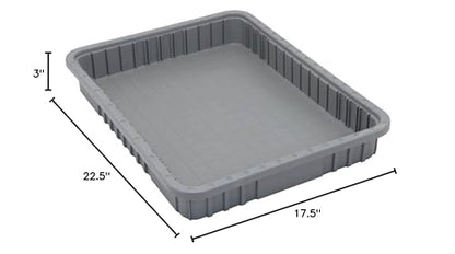 QUANTUM STORAGE SYSTEMS DG93030GY Dividable Grid Storage Container, Heavy-Duty Stackable Plastic Parts Bin for Warehouse, Assembly & Industrial Organization, 22-1/2" x 17-1/2" x 3", Gray, 6-Pack