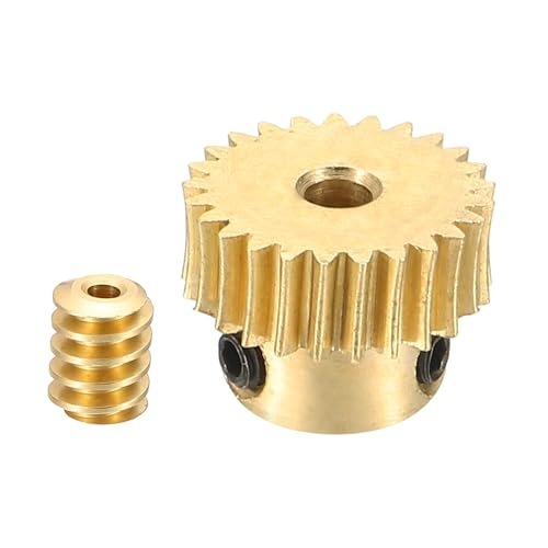 uxcell Worm Gear Set Right Rotation 25T 0.5 Module 1:25 Reduction Rate - size: Gear-3mm, Rod-1.98mm Bore, style: 0.5M-25T
