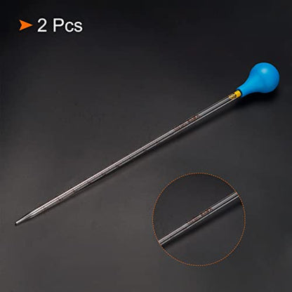 PATIKIL Graduated Dropper Pipettes Kit, 2pcs 1ml Borosilicate Glass Pipette with Rubber Cap for Transfer Liquid for Lab, Chemistry, Clear - size: 1ml