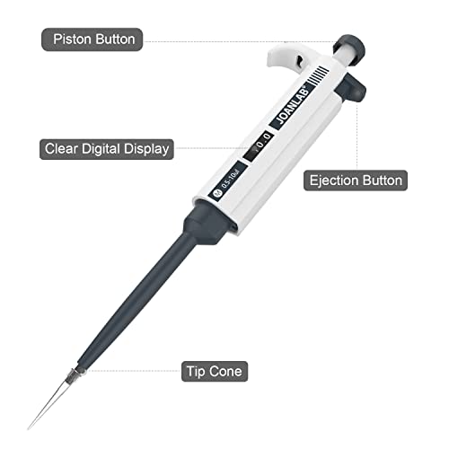 JOANLAB Micropipette 0.5-10ul Manual Adjustable Single Channel Pipettes High Accurate Lab Pipettors with 1000pcs Pipette Tips - color: 0.5-10ul