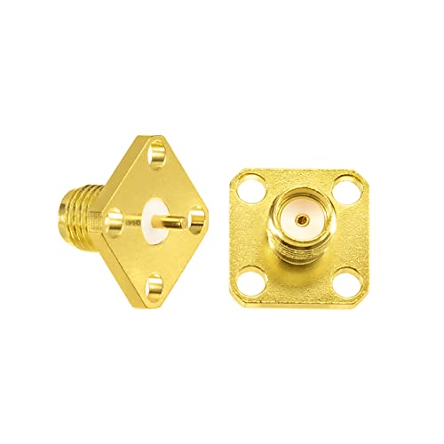 Superbat SMA Connectors SMA Female 4 Holes Panel Chassis Mount Flange Solder Cup Connector SMA Bulkhead Connector 5-Pack - color: 4 Hole Flange Solder Connector