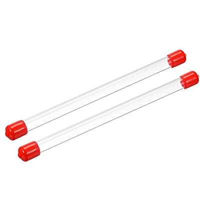 PATIKIL Clear Rigid Tube Round Plastic Tubing with Red Rubber Caps Polycarbonate Water Pipe, 305mm/ 12 Inch Length, 8mmx10mm/0.31"x0.4", 2 Set - color: Red,Clear, size: 0.31"x0.4"