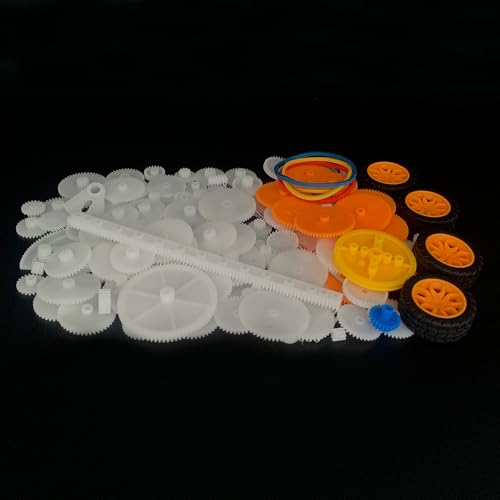 164PCS Plastic Gear Set Toy Car Wheel with Shaft Axles Connecting Rod Drive Belt Single Double Motor Gear for DC Motor RC Car Truck Robot DIY Model Toy Building Projects (164)