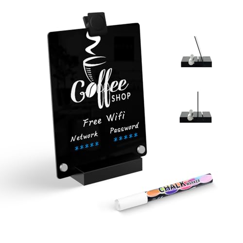 Acrylic Black Dry Erase Board with Stand - 8"x 6" - size: 8"W x 6"H (1 Pack)