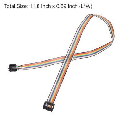 MECCANIXITY 2 Pcs IDC Rainbow Wire Flat Ribbon Cable FC-Female to 12P 11.8 Inch Length 2.54mm Pitch Breadboard Jumper Wires for Electronic Projects - size: 11.8 Inch, style: 12 Pin